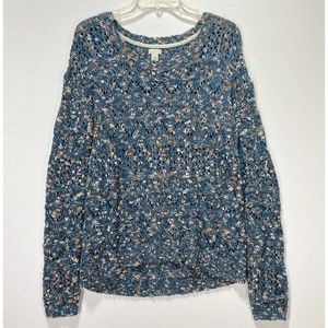 Hinge Womens Marled Open Weave Sweater Size S Multicolor Long Sleeve Wool Blend